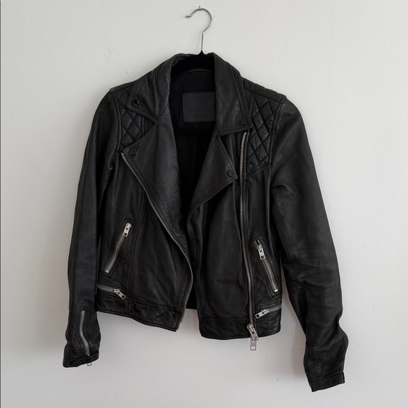 All Saints Jackets & Blazers - All Saints Black Leather Biker Jacket